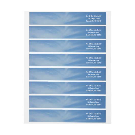 青空と白い雲の抽象芸術自然写真 ラップアラウンドラベル (シート)