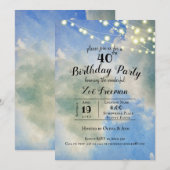 青空と白い雲 | 青 40歳の誕生日 招待状 (正面/裏面)