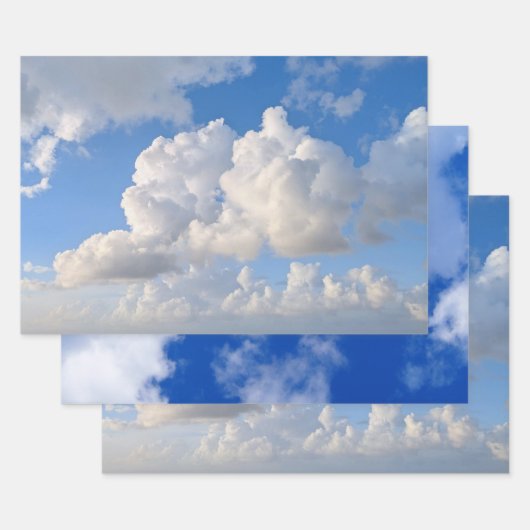 青空と白雲の写真 ラッピングペーパーシート (セット)