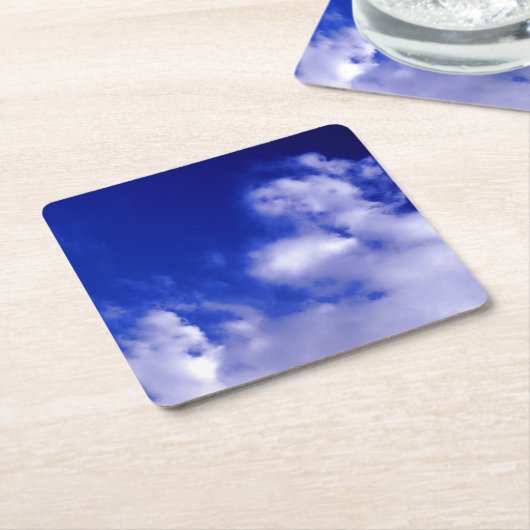 青空と白雲 スクエアペーパーコースター (アングル)
