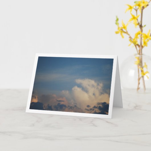 青空と白雲、天窓の背景 カード (黄色い花)