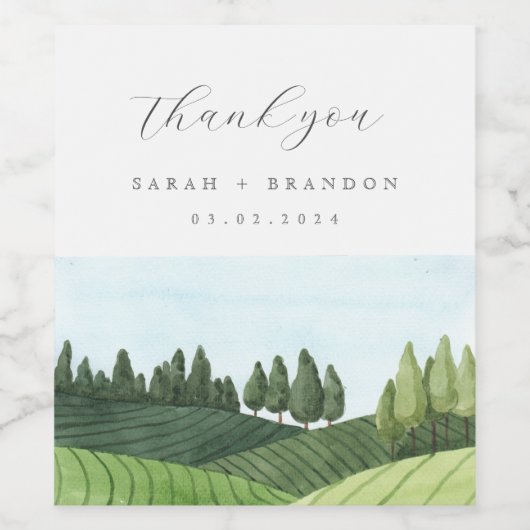 青空と緑の草原 ウェディング レクタングラー スティッカー ワインラベル (シングルラベル)