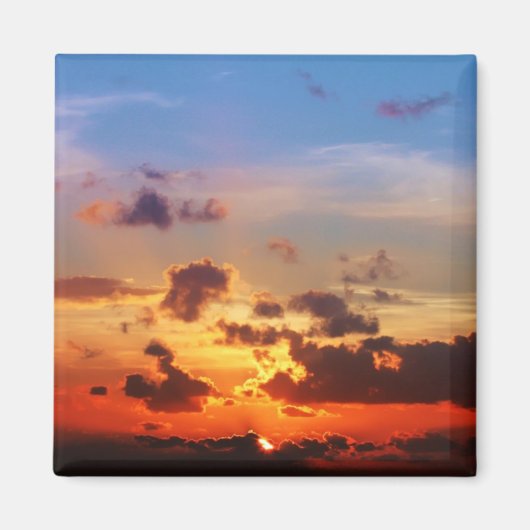 青空と赤い夕日 マグネット (正面)