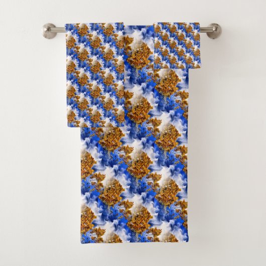 青空と雲の抽象芸術アートパターン バスタオルセット (インサイチュ)