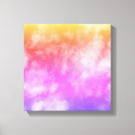青空と雲の紫オレンジ黄色の写真 キャンバスプリント