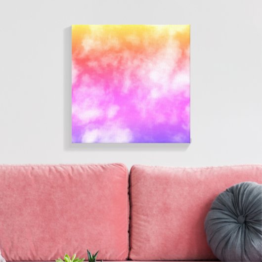青空と雲の紫オレンジ黄色の写真 キャンバスプリント (インサイチュ (リビング))