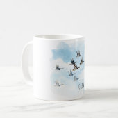 青空と雲を飛ぶ鳥 コーヒーマグカップ (正面左)