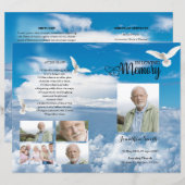 青空と鳩の葬儀プログラムテンプレート (正面/裏面)