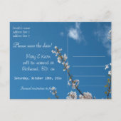 青空にさくらんぼの枝の日付を保存 案内ポストカード (裏面)