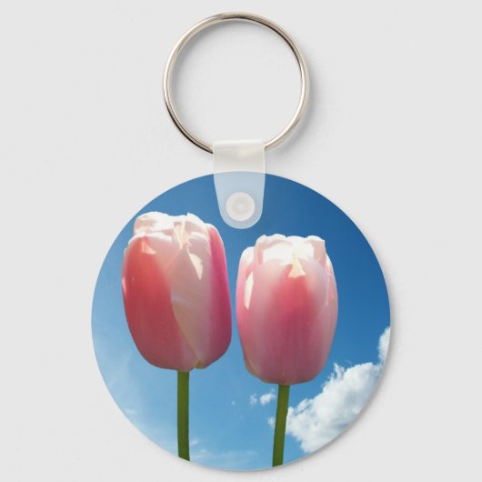 青空にチューリップの花 キーホルダー (正面)