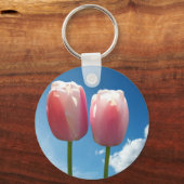 青空にチューリップの花 キーホルダー (正面)