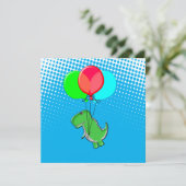 青空に吹き飛んでいる出しがついたかわいいTレックス (スタンド正面)