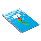 青空に吹き飛んでいる出しがついたかわいいTレックス ノートブック (右側)