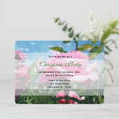 青空に咲く豪華なピンクのバラの花。休日 招待状 (スタンド正面)