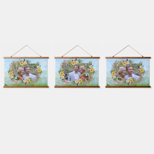 青空に咲く野草 吊り下げ型タペストリー (トリプル)