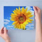 青空に咲く黄色のひまわりとミツバチ – Summer Day チラシ (手)