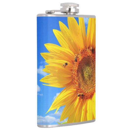 青空に咲く黄色のひまわりとミツバチ – Summer Day フラスク (右)