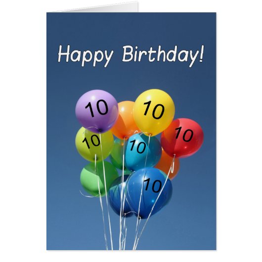 青空に咲く10誕生日おめでたい風船 (正面)