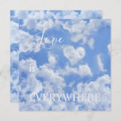 青空に浮かぶ可愛らしいハート型の雲と明るく幸せ シーズンカード (正面/裏面)