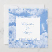 青空に浮かぶ可愛らしいハート型の雲と明るく幸せ シーズンカード (裏面)