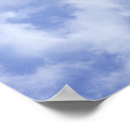 青空に浮かぶ可愛らしいハート型の雲と明るく幸せ ポスター (角)