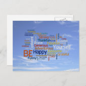 青空に浮かぶ幸せな言葉インスパイア雲 ポストカード (正面/裏面)