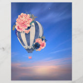 青空に浮かぶ気球と花々 ロマンティック (裏面)
