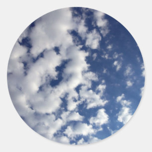 青空に浮かぶ白い雲 ラウンドシール