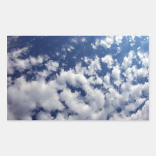 青空に浮かぶ白い雲 長方形シール