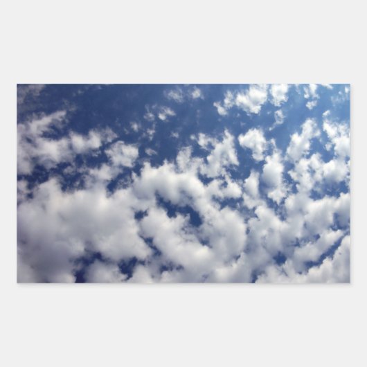 青空に浮かぶ白い雲 長方形シール (正面)