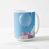 青空に浮かぶ風船とプレゼント コーヒーマグカップ (正面右)