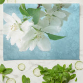 青空に白い花のキッチンディッシュタオル キッチンタオル (折り畳み)