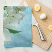 青空に白い花のキッチンディッシュタオル キッチンタオル (四つ折り)