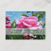 青空に華やかなピンクのバラの花プロフェッショア 名刺 (裏面)