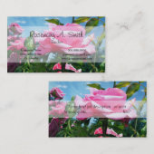 青空に華やかなピンクのバラの花プロフェッショア 名刺 (正面/裏面)