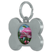 青空に華やかなピンクのバラ。花の写真 ペットネームタグ (正面右)