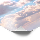 青空に輝くピンクのふわふわの雲 フォトプリント            (角)