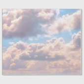 青空に輝くピンクのふわふわの雲 ラッピングペーパー (フラット)