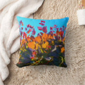 青空に達するオレンジ葉によって置いて下さい! クッション (ブランケット)