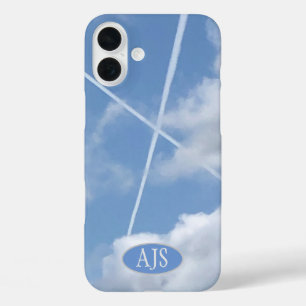 青空に飛行機雲で描かれたスコットランドのサルトリーフラッグ iPhone 16 PLUSケース