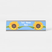 青空に黄色のひまわり – テキスト デスクネームプレート (正面)