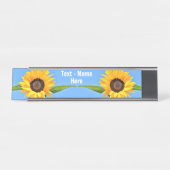 青空に黄色のひまわり – テキスト デスクネームプレート (正面)