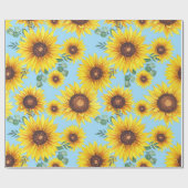 青空のひまわり背景 ラッピングペーパー (フラット)