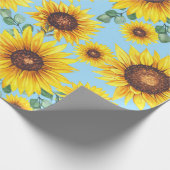 青空のひまわり背景 ラッピングペーパー (角)