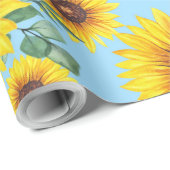 青空のひまわり背景 ラッピングペーパー (ロールコーナー)