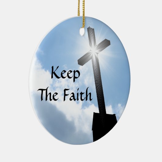 青空のオーナメントの信頼の十字を保って下さい セラミックオーナメント (右)