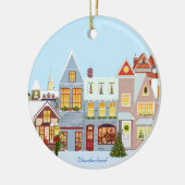 青空のクリスマスタウンハウス セラミックオーナメント (左)