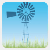 青空のステッカーに対する風車 スクエアシール (正面)