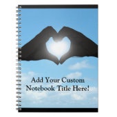 青空のハートの形のシルエットの手 ノートブック (正面)