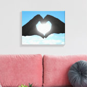 青空のハートシェイプのシルエット キャンバスプリント (インサイチュ (リビング))